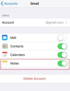 Notes Syncing with Gmail