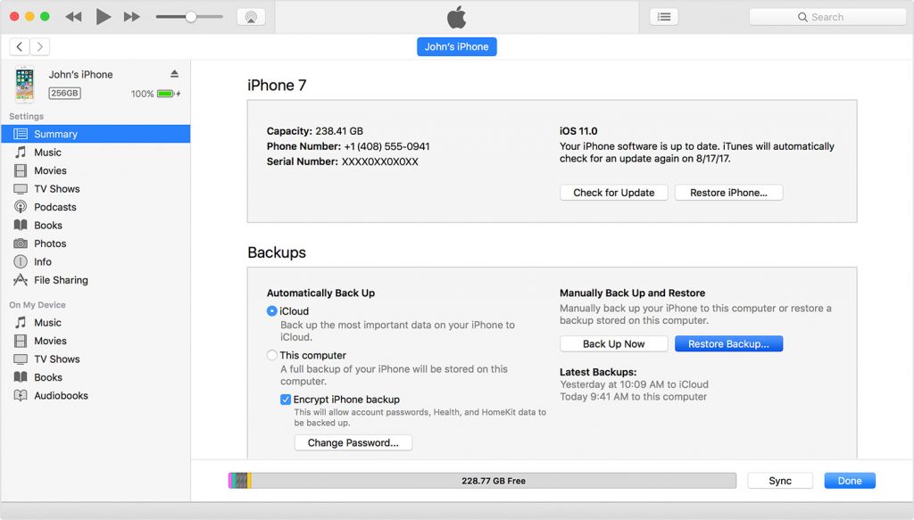Restore iTunes backup to restore-lost accidentally deleted Notes iPhone