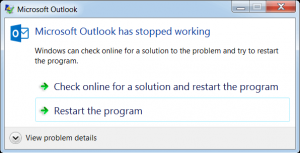 Microsoft Outlook has stopped working